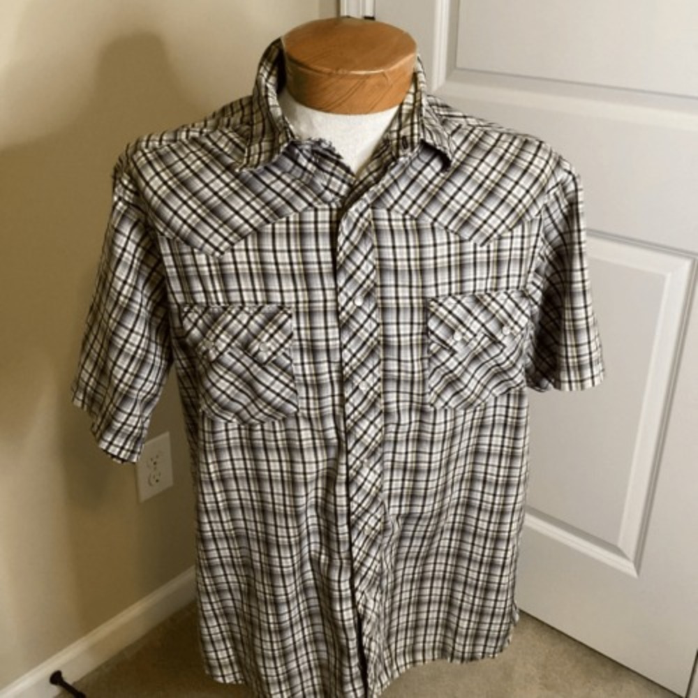 Mens wrangler short sleeved‎ pearl snap button western large